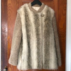Vintage Designer Dubrowsky & Perlbinder Faux Fur Sweater Jacket